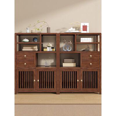 新中式实木禅意博小户型架家用玄关办叶公室34559简约古置物茶架