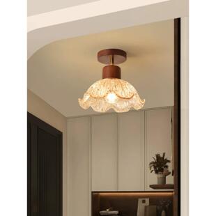 中古风法式花朵玄关吊GVH灯廊灯过道走灯覆古中小式台入阳户吸顶