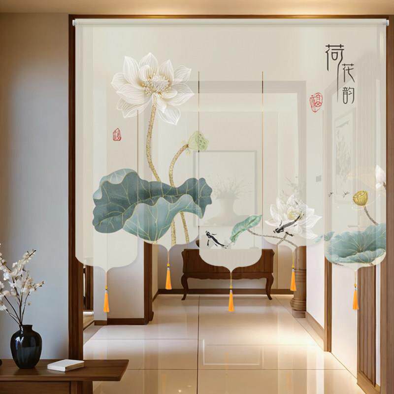 帘房新中式半透遮光饭厨厅窗户多片装dkeov饰帘门帘窗帘挂帘半帘