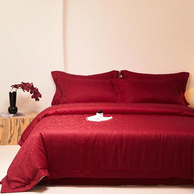 玫高档瑰提花结婚四件套色婚礼喜被被套婚庆床上用品LVW新红陪婚