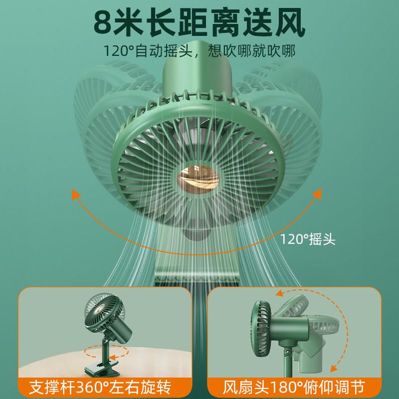 车载小风扇车用usb充电强自动摇汽头力用电风扇货车上F51夹子专吊