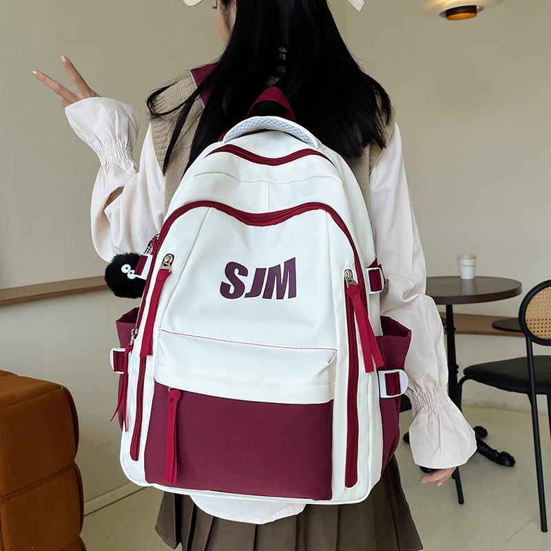 美式复古大学生双肩包女 大容量高中学生初中生书包电脑背包男
