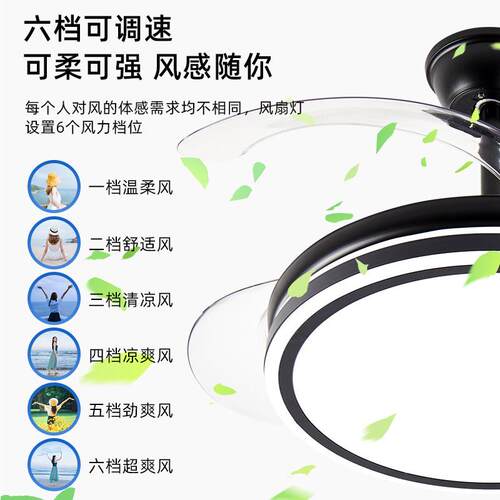 全铜电机隐形静音风扇灯吊扇灯新款蓝牙客厅卧室餐厅风扇吊灯