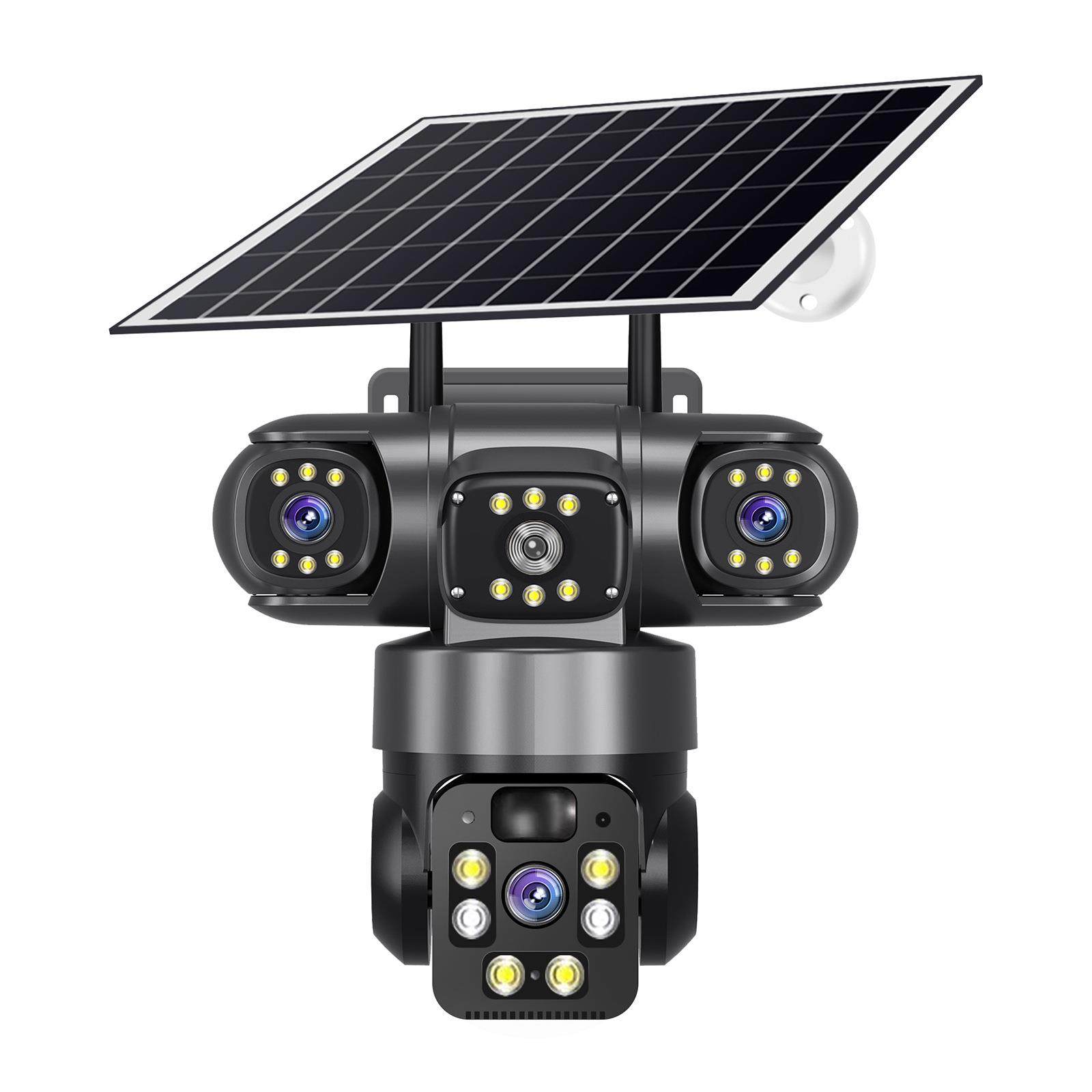 4G太阳能真实三镜头三画面摄像头全景360度高清夜视无线WiFi监控,电子/电工,云台,淘宝优惠券,粉丝福利购,淘宝优惠卷