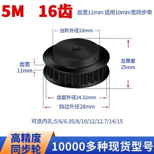 611B同步带轮35齿165M 10孔钢齿发 宽5M皮带黑8 内 同步轮.6现货5