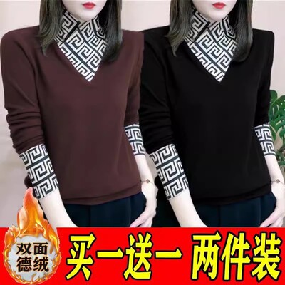 内搭中年妈妈半高领加绒保暖上衣