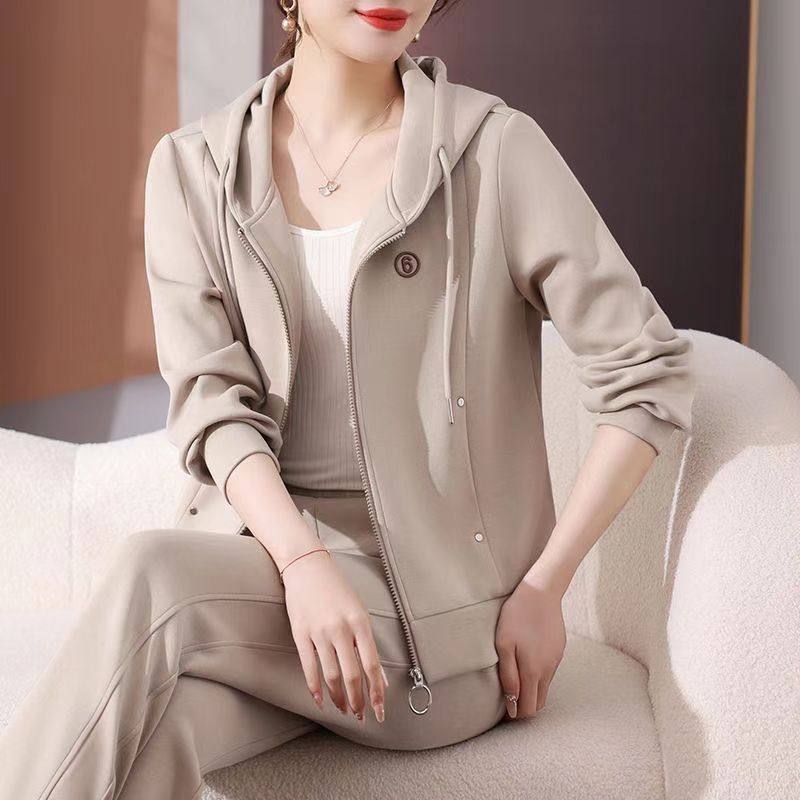 新款时尚休闲连帽拉链运动套装女中老年妈妈秋冬季大码洋气两件套,女装/女士精品,大码套装,淘宝优惠券,粉丝福利购,淘宝优惠卷