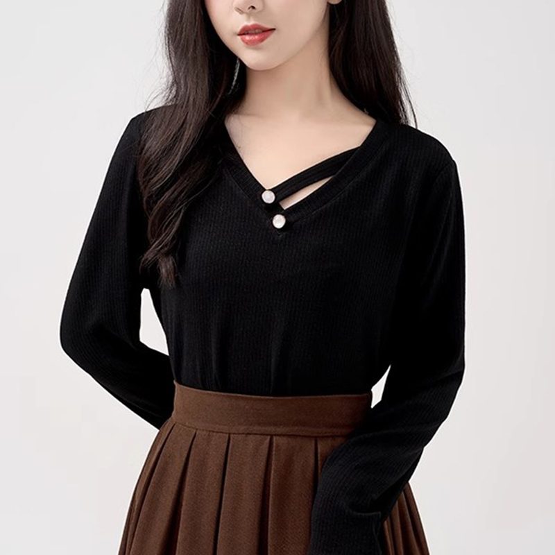 妈妈百搭长袖t恤大码保暖上衣服