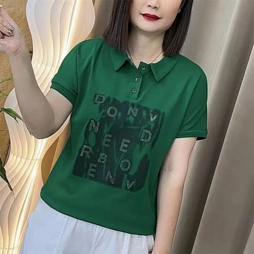 中老年妈妈装polo领短袖t恤女