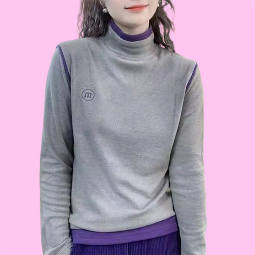 半高领双面德绒打底衫女