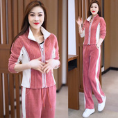 运动套装 女2024新款 春秋洋气中年妈妈大码 秋季 休闲开衫 卫衣两件套