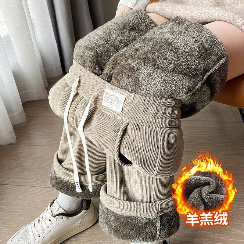 秋冬大码羊羔绒长裤女加绒加厚洋气阔腿裤中年妈妈保暖直筒休闲裤,女装/女士精品,大码裤装,淘宝优惠券,粉丝福利购,淘宝优惠卷