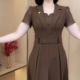 遮肚显瘦西装 妈妈夏装 领裙子 新款 中老年宽松大码 短袖 连衣裙女时尚