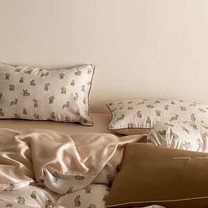 速发【富山草莓】60支兰柔天丝四件季夏套精软可爱玉兔