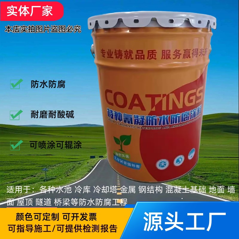 速发特种氰凝防水涂料污水池冷却塔漆地下室隧道桥梁防水防腐涂料