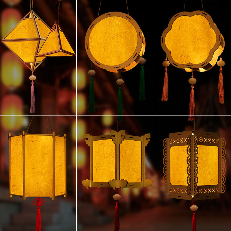 速发元旦包灯笼发光宫灯材子节空白儿童绘画国画亲料活动幼儿园作