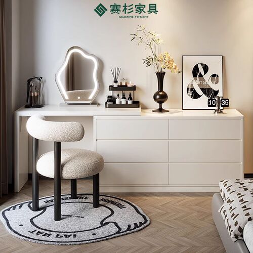 速发室妆台斗柜一体简约书桌卧梳床尾化妆台收纳柜电脑桌化妆桌子