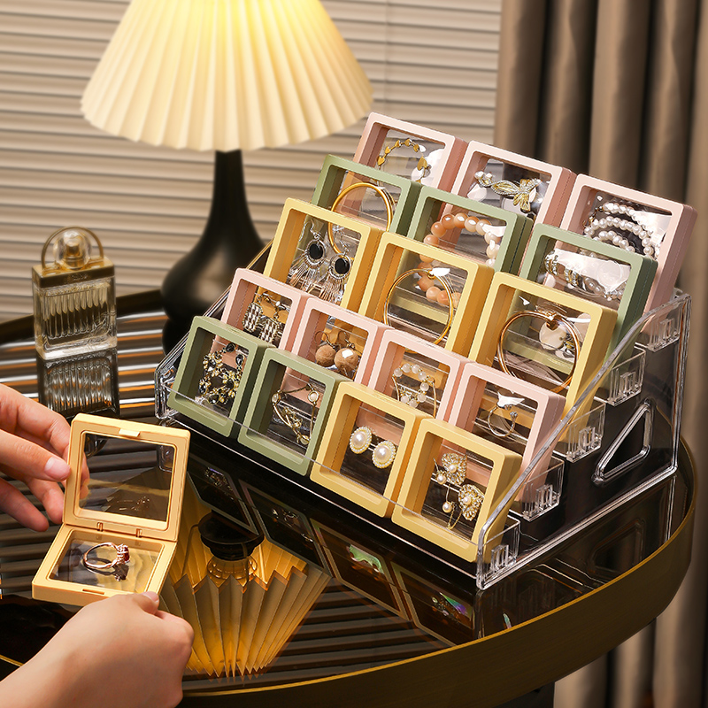 速发首饰盒便携防氧化pe膜手链收旅耳钉展示架环行迷你饰品耳纳盒
