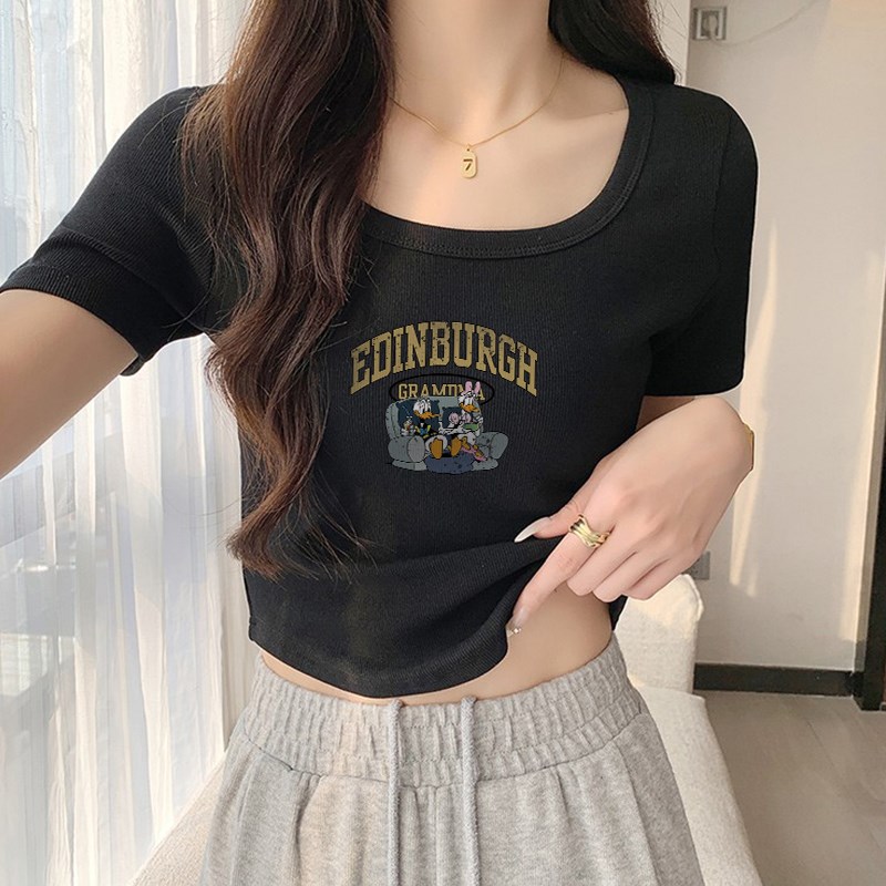 速发新款圆领弧ht恤202看别致好5时尚独特c形设计感上衣