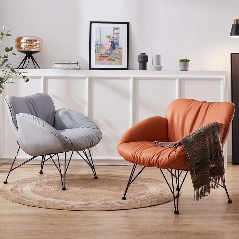 速发单人沙发小户型闲奢皮革卧室台客厅懒人发轻沙休桌椅组合