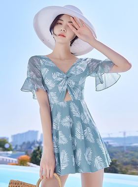 速发游20仙1新款连体遮肚风2范泉感大码温性泳装