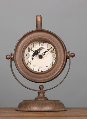 速发复古老式钟表美复乡村店钟店铺酒吧咖啡厅服装台式古钟装饰摆