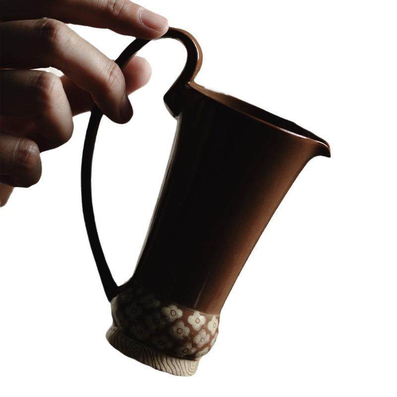 日式手绘花朵年轮雅奏茶艺分茶器加茶杯带柄不烫手茶海公道杯,餐饮具,公道杯,淘宝优惠券,粉丝福利购,淘宝优惠卷