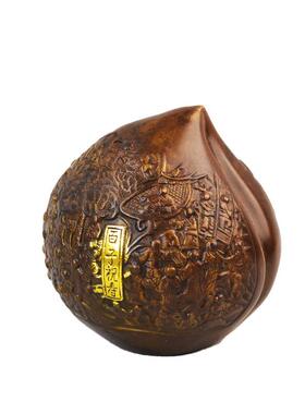 宏达全黄铜鎏金百子祝寿铜寿桃祝寿铜器创意摆件