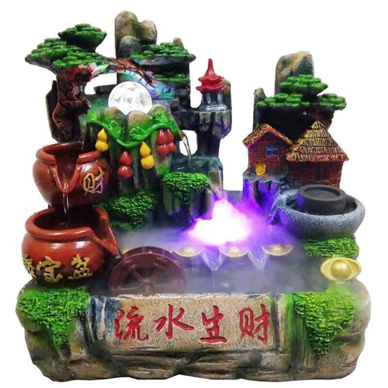 假山瓦罐流水喷泉室内工艺摆件家居装饰开业礼品树脂流水摆件