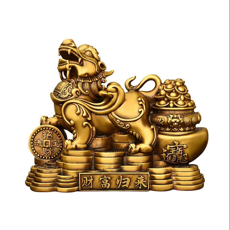 纯铜貔貅摆件大小号元宝聚宝盆运财貔貅客厅办公室开业礼品