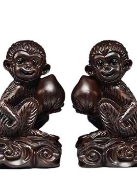 黑檀实木手工雕刻摆件十二生肖动物红木家居工艺品装饰摆件礼品