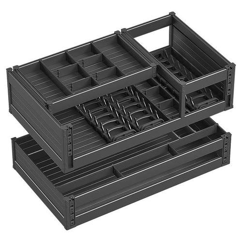 铝合金碗碟拉篮厨房橱柜抽屉式双层三层碗篮放碗架厨柜盘碗柜工厂