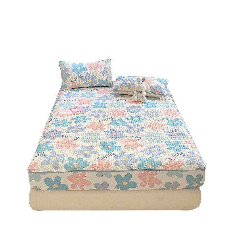 新款夏季乳胶床笠款三件套加厚乳胶凉席可机洗折叠凉席夏被四件套