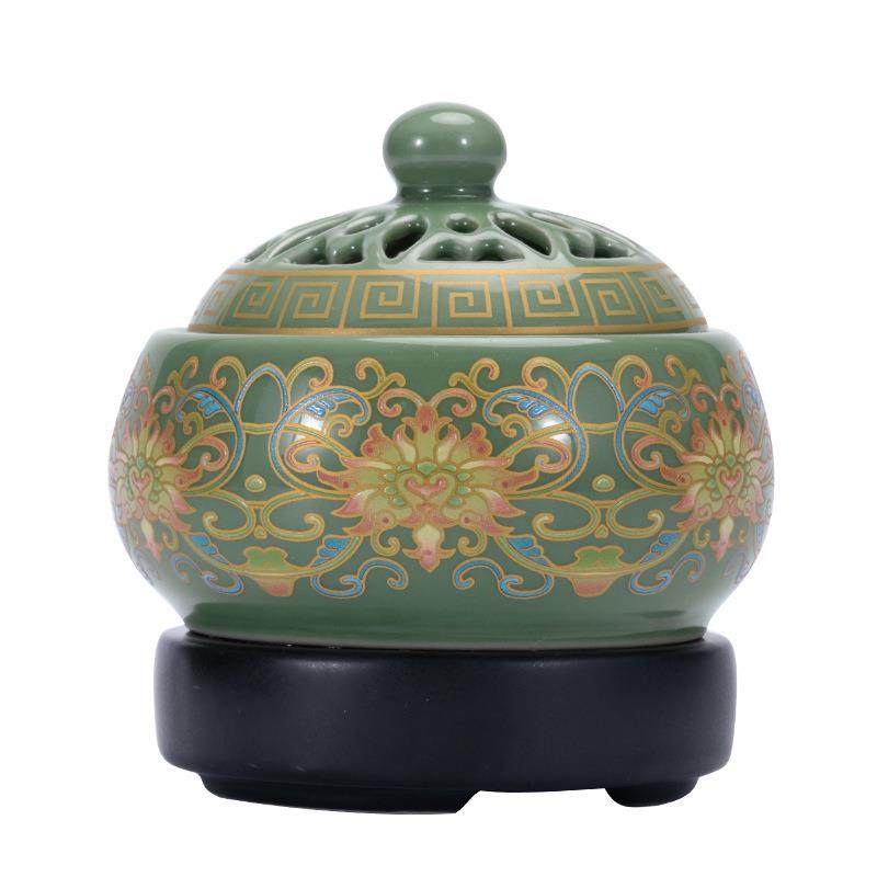 数显恒温定时电子香炉插沉香珐琅彩缠枝莲花香炉香炉电熏香粉精油,餐饮具,茶道/香炉,淘宝优惠券,粉丝福利购,淘宝优惠卷