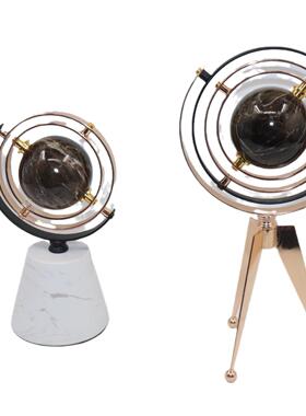 创意金属轨道地球仪家居办公样板间装饰品简约现代书房摆件工艺品