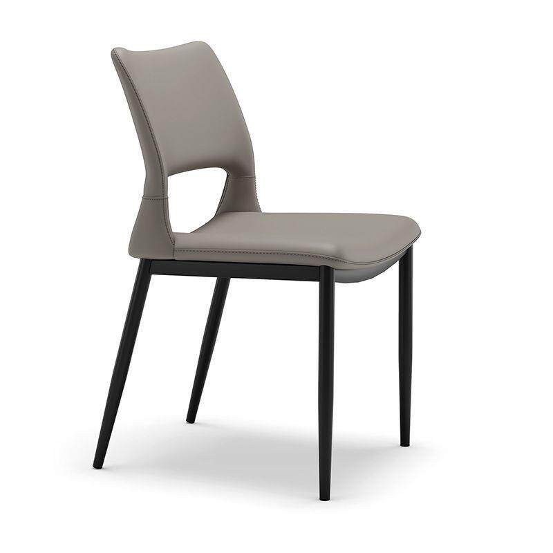 北欧风靠背餐椅家用意式极简轻奢高级感黑色中古风餐桌椅子奶油风