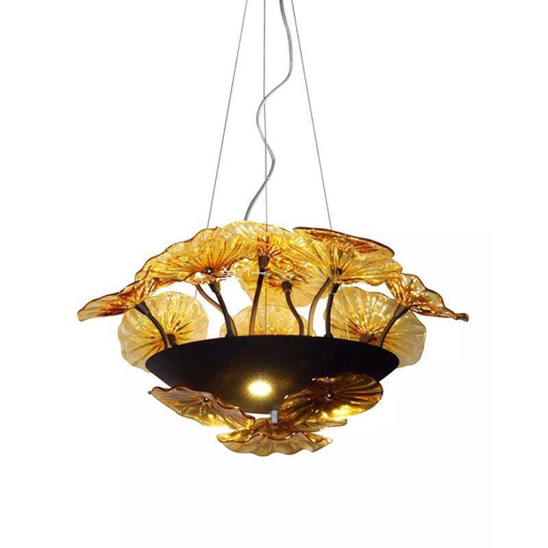 酒店大厅宴会厅琉璃北美大型别墅非标艺术工程灯具荷叶吊灯,家装灯饰光源,智能吊灯,淘宝优惠券,粉丝福利购,淘宝优惠卷
