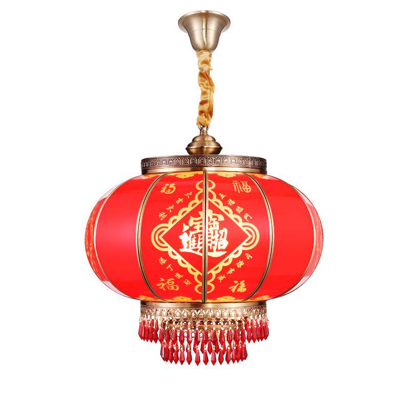 春节高档防水纯铜大红灯笼别墅大门阳台乔迁结婚福字装饰灯笼吊灯