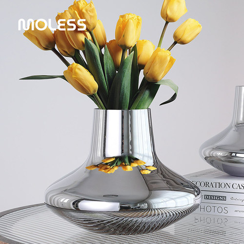 MOLESS 轻奢创意不锈钢花瓶简约干燥花花插花器生日乔迁礼物摆件