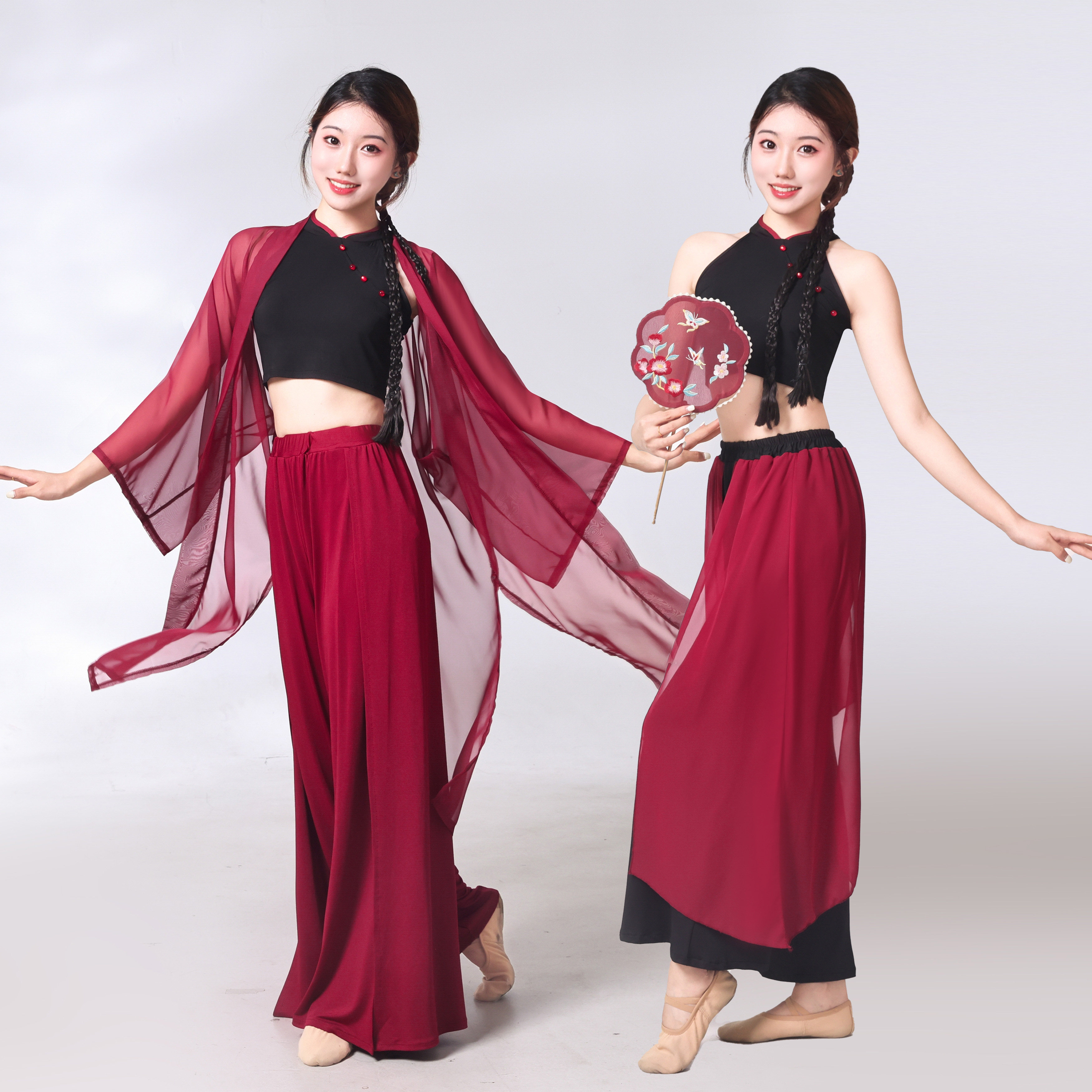 古典舞飘逸复古纱衣爵士背心上衣女身韵套装红色舞蹈练功演出古风,运动/瑜伽/健身/球迷用品,古典舞服,淘宝优惠券,粉丝福利购,淘宝优惠卷