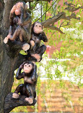 仿真猴子动物摆件园艺景观设计个性壁挂树脂工艺品树上装饰品