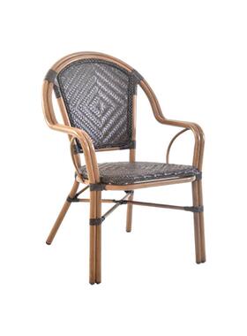 铝合金奶茶店圆桌子咖啡室黑框长方靠背椅子咖啡馆铝制座椅户外