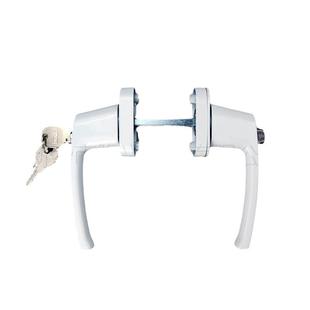 分体门把手塑钢带钥匙锁闭对开穿拉手旋转拨纽执手方钢保险传动