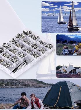 盒装323pcs不锈钢螺丝四合扣配安装工具201#大白扣金属钮扣