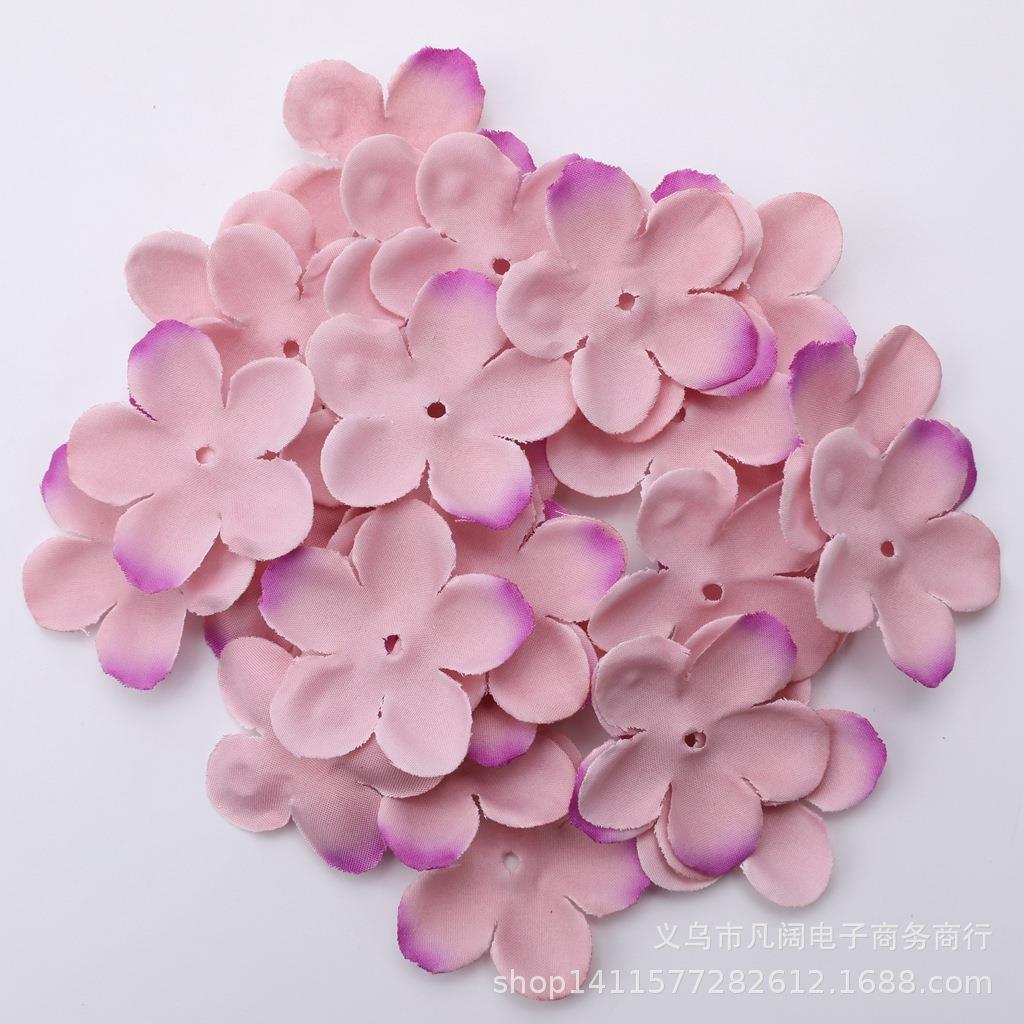 手工DIY配件直径5cm仿真绢布五瓣花花片婚纱鞋帽装饰500g/包