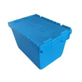 方形大号蓝色加厚塑料斜插箱仓库物流斜插式 物流箱带盖翻盖周转箱