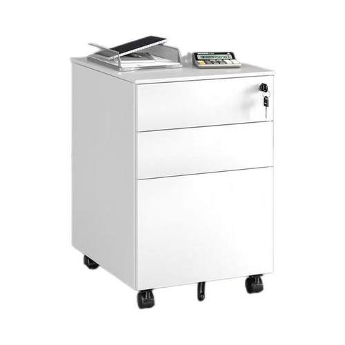 钢制文件活动柜桌下三抽屉柜办公储物矮柜移动铁皮小柜子带锁