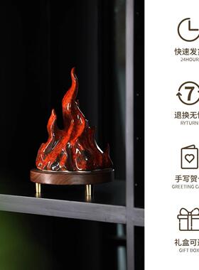 红色火焰创意陶瓷开业乔迁礼品样板房民宿玄关办公室博古架摆件