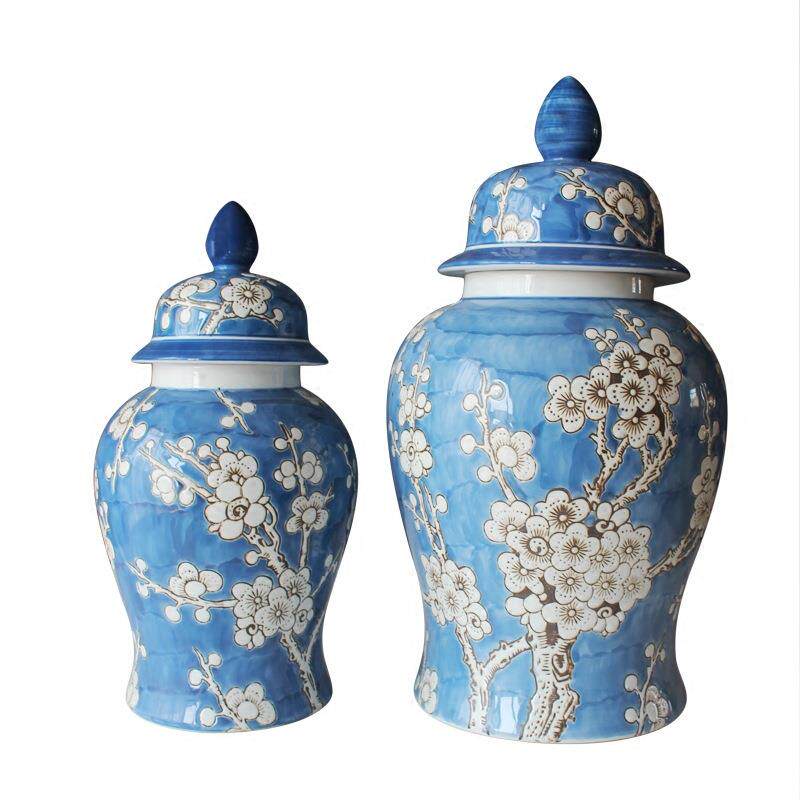 陶瓷罐摆件花瓶青花瓷花插摆设工艺品家居摆件储物罐欧式手工白瓷