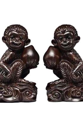 黑檀实木手工雕刻摆件十二生肖动物红木家居工艺品装饰摆件礼品